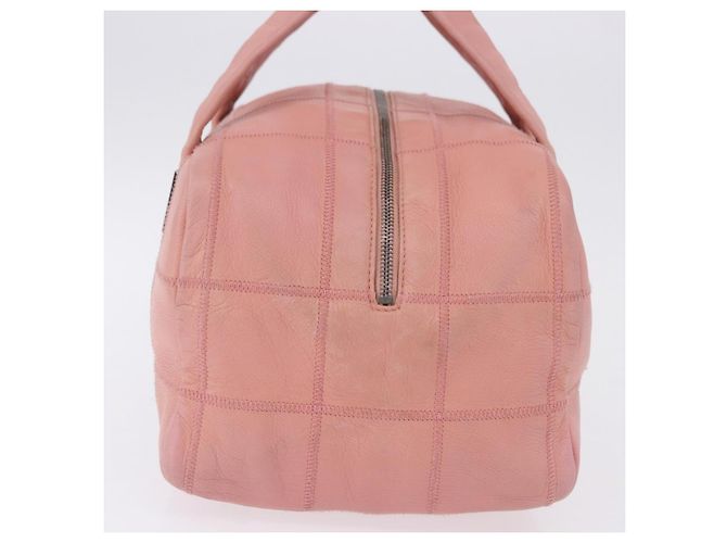 Borsa Mini Boston CHANEL Choco Bar Line in pelle rosa argento CC Auth 197897A - vista 3