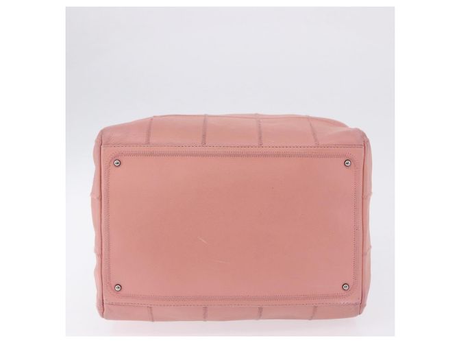 Borsa Mini Boston CHANEL Choco Bar Line in pelle rosa argento CC Auth 197897A - vista 5