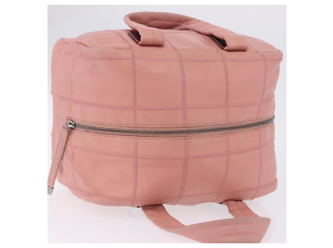 Borsa Mini Boston CHANEL Choco Bar Line in pelle rosa argento CC Auth 197897A - vista 6