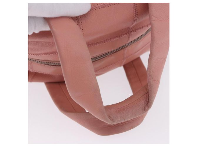 Borsa Mini Boston CHANEL Choco Bar Line in pelle rosa argento CC Auth 197897A - vista 7