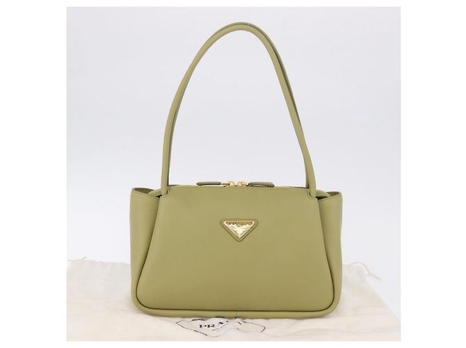 Borsa a tracolla PRADA Darling in pelle Verde Gold Auth 197336SAM D'oro - vista 12