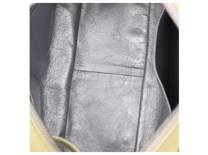 Bolso de mano CHANEL COCO Mark Chain de cuero charol Amarillo Plata CC Auth 197714 - vista 10
