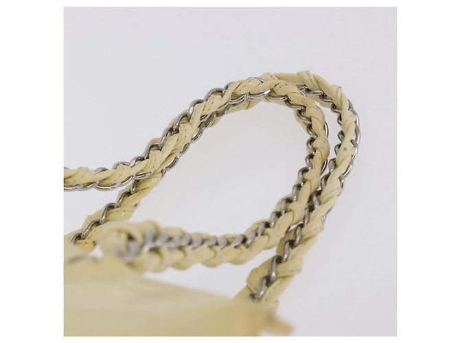 Bolso de mano CHANEL COCO Mark Chain de cuero charol Amarillo Plata CC Auth 197714 - vista 14