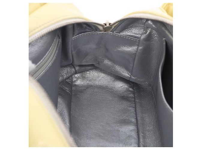 Bolso de mano CHANEL COCO Mark Chain de cuero charol Amarillo Plata CC Auth 197714 - vista 20