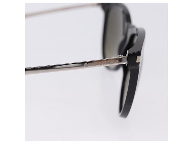 Occhiali da sole SAINT LAURENT Plastica Nero Argento Auth BA15311 - vista 9