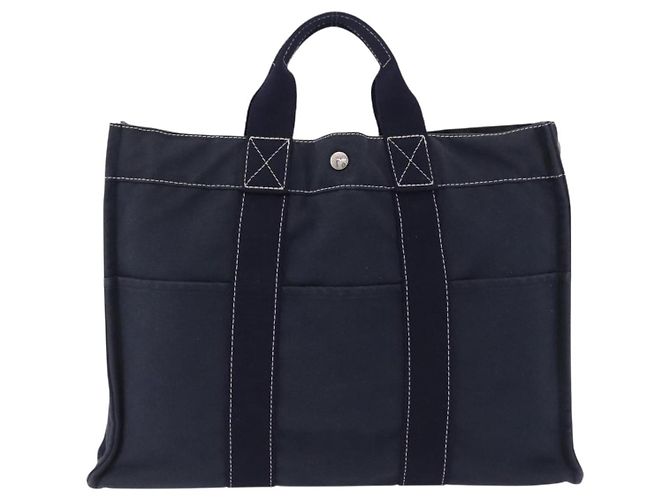 Hermès Borsa HERMES Fourre Tout MM Canvas Navy Silver Auth BA15383 Argento Blu navy - vista 2