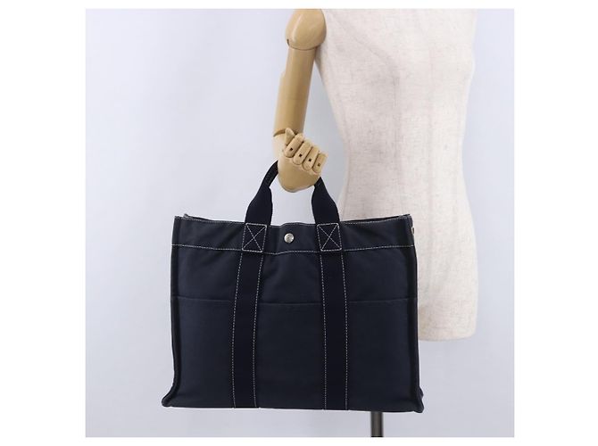 Hermès Borsa HERMES Fourre Tout MM Canvas Navy Silver Auth BA15383 Argento Blu navy - vista 22
