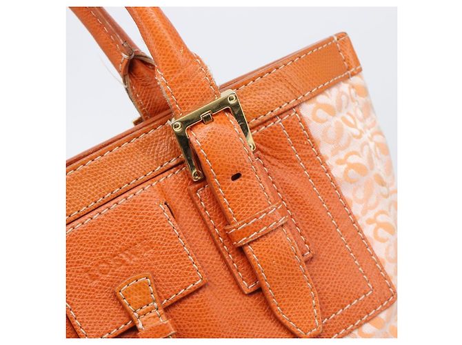 Borsa Tote LOEWE anagram Canvas Orange Gold Tone Auth ep15720 Arancione - vista 10