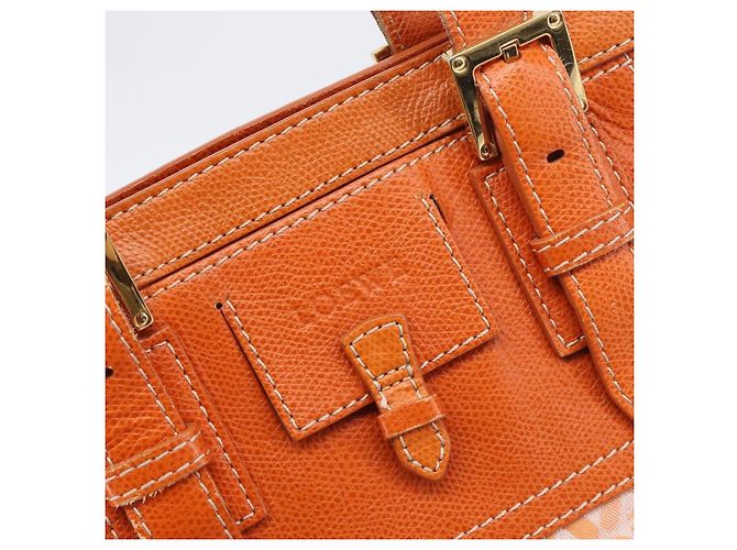 Borsa Tote LOEWE anagram Canvas Orange Gold Tone Auth ep15720 Arancione - vista 17