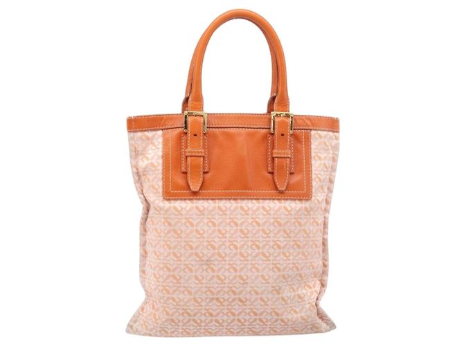 Borsa Tote LOEWE anagram Canvas Orange Gold Tone Auth ep15720 Arancione - vista 2