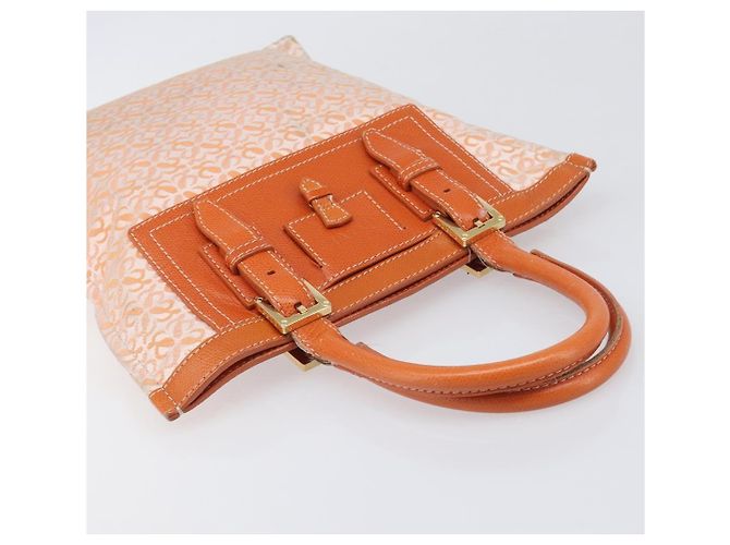 Borsa Tote LOEWE anagram Canvas Orange Gold Tone Auth ep15720 Arancione - vista 6