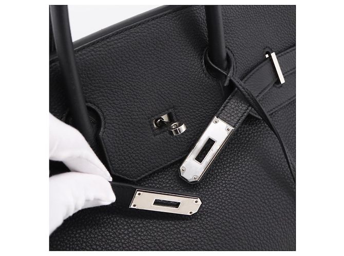Hermès Borsa a mano HERMES Birkin 35 in pelle Togo Nero Argento Auth SW2762SM - vista 18