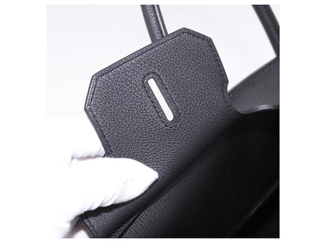 Hermès Borsa a mano HERMES Birkin 35 in pelle Togo Nero Argento Auth SW2762SM - vista 22