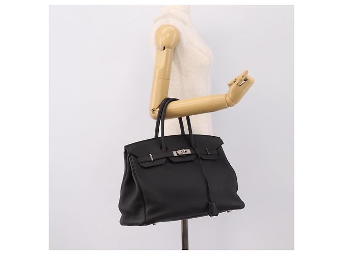 Hermès Borsa a mano HERMES Birkin 35 in pelle Togo Nero Argento Auth SW2762SM - vista 35