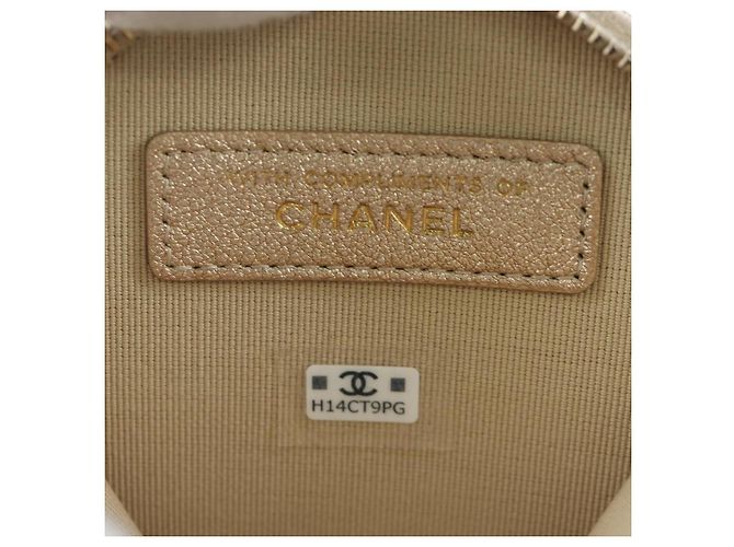 CHANEL Matelassé AirPods-Case & Münzbeutel aus Lammleder Gold CC Auth 196880M - Ansicht 18