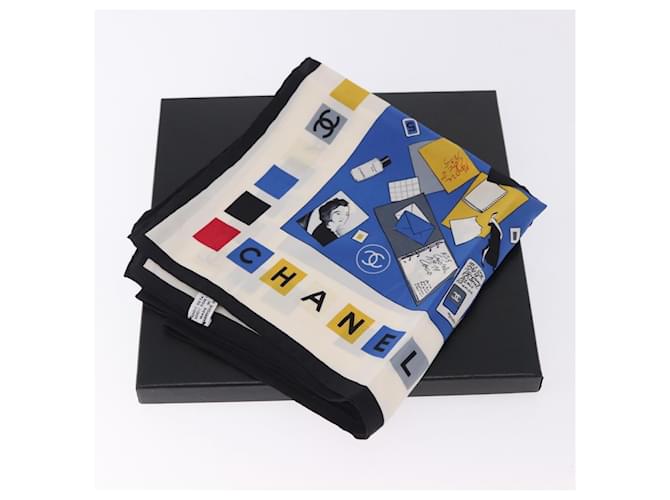 Sciarpa CHANEL in seta blu CC Auth 195615V - vista 22