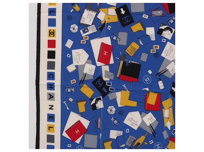 Sciarpa CHANEL in seta blu CC Auth 195615V - vista 5