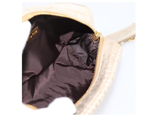 Borsa a pochette Miu Miu Matelassé in pelle oro autentica 196981A D'oro - vista 19
