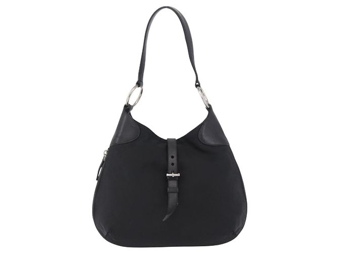 Borsa a Tracolla PRADA Nylon Nero Argento Auth 197814A - vista 13