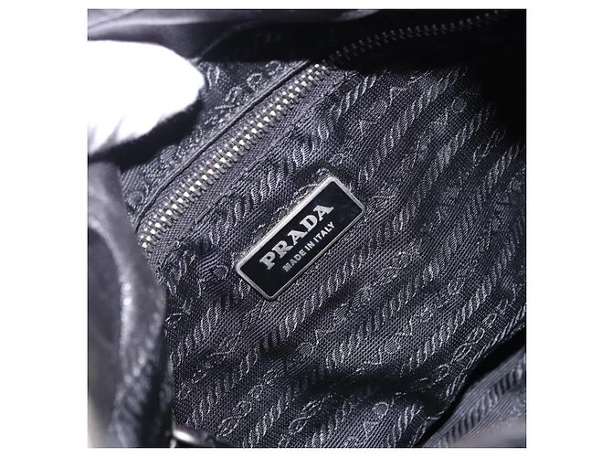 Borsa a Tracolla PRADA Nylon Nero Argento Auth 197814A - vista 19
