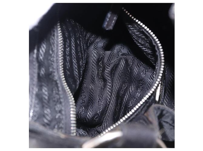 Borsa a Tracolla PRADA Nylon Nero Argento Auth 197814A - vista 23