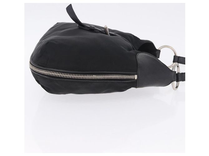 Borsa a Tracolla PRADA Nylon Nero Argento Auth 197814A - vista 3