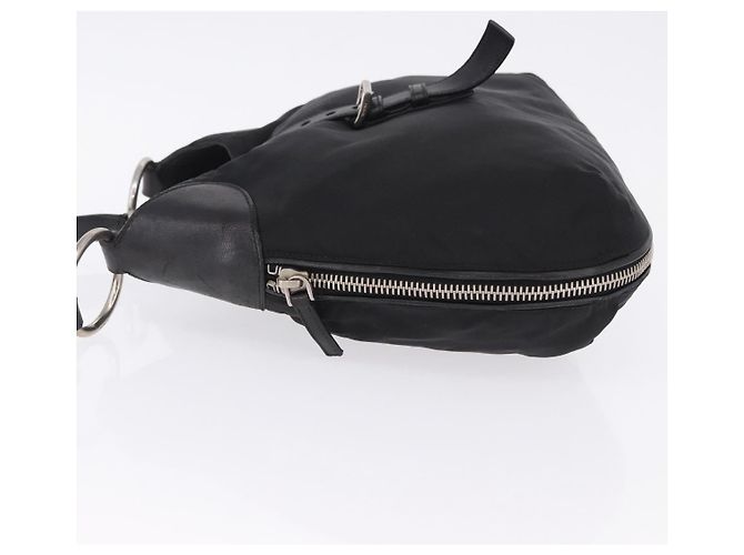 Borsa a Tracolla PRADA Nylon Nero Argento Auth 197814A - vista 4