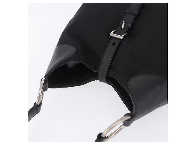 Borsa a Tracolla PRADA Nylon Nero Argento Auth 197814A - vista 6
