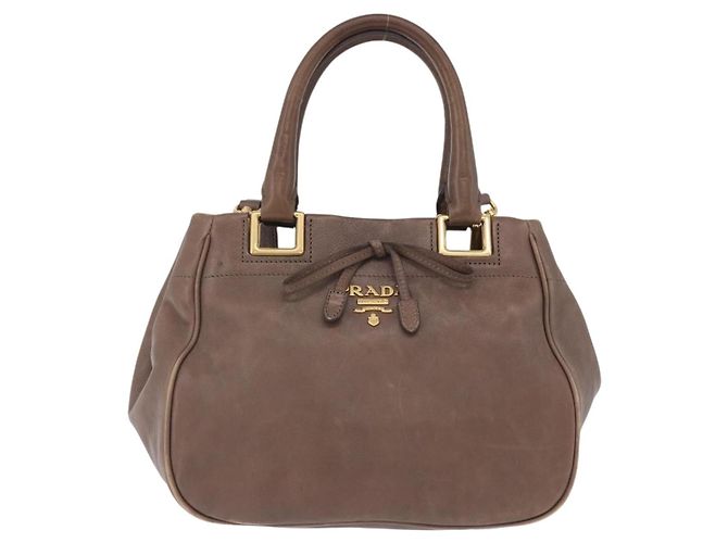 Borsa a mano PRADA in pelle 2way marrone tono oro Auth BA15297 - vista 13