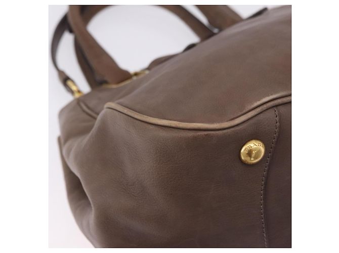 Borsa a mano PRADA in pelle 2way marrone tono oro Auth BA15297 - vista 16