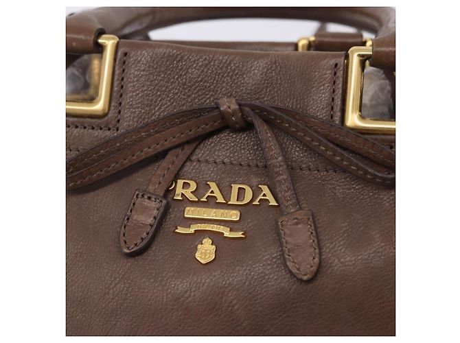 Borsa a mano PRADA in pelle 2way marrone tono oro Auth BA15297 - vista 20