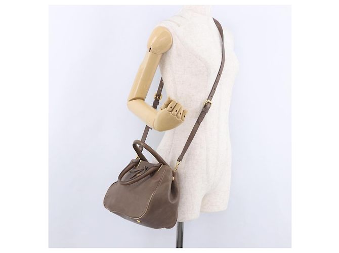 Borsa a mano PRADA in pelle 2way marrone tono oro Auth BA15297 - vista 27