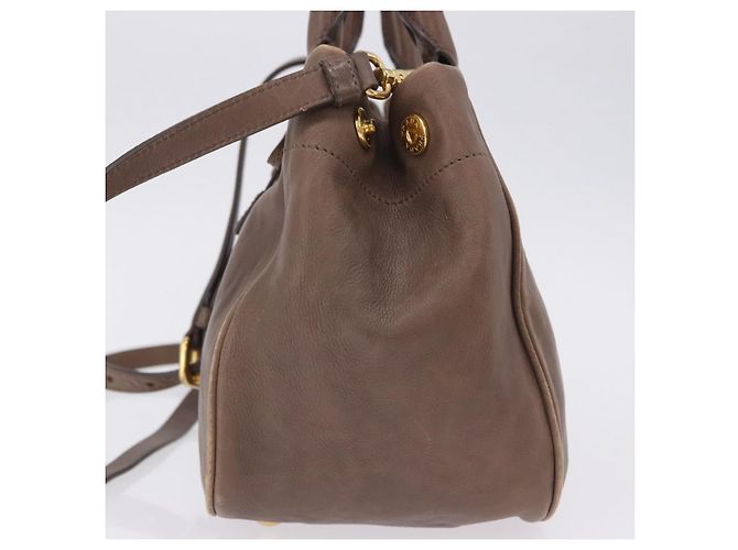 Borsa a mano PRADA in pelle 2way marrone tono oro Auth BA15297 - vista 4