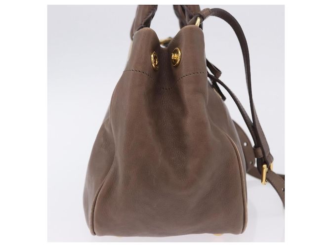 Borsa a mano PRADA in pelle 2way marrone tono oro Auth BA15297 - vista 5