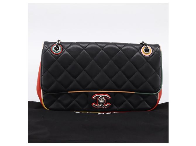 Bolso de hombro CHANEL Matelasse27 Chain en piel de cordero negro con CC plateado Auth 200287SAM Plata - vista 12