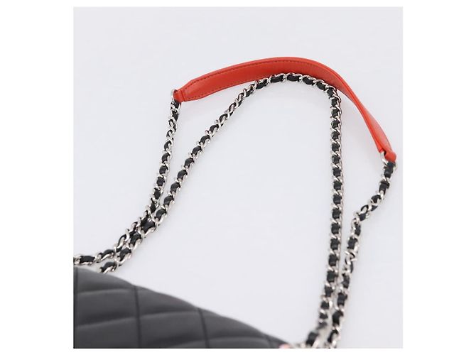 Bolso de hombro CHANEL Matelasse27 Chain en piel de cordero negro con CC plateado Auth 200287SAM Plata - vista 14