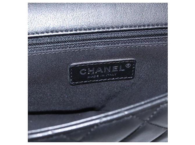 Bolso de hombro CHANEL Matelasse27 Chain en piel de cordero negro con CC plateado Auth 200287SAM Plata - vista 20