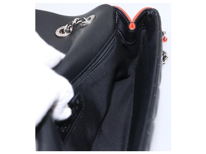 Bolso de hombro CHANEL Matelasse27 Chain en piel de cordero negro con CC plateado Auth 200287SAM Plata - vista 21