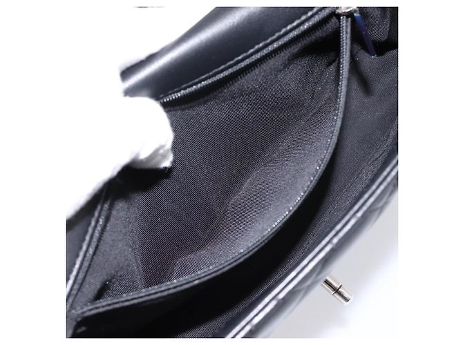Bolso de hombro CHANEL Matelasse27 Chain en piel de cordero negro con CC plateado Auth 200287SAM Plata - vista 24