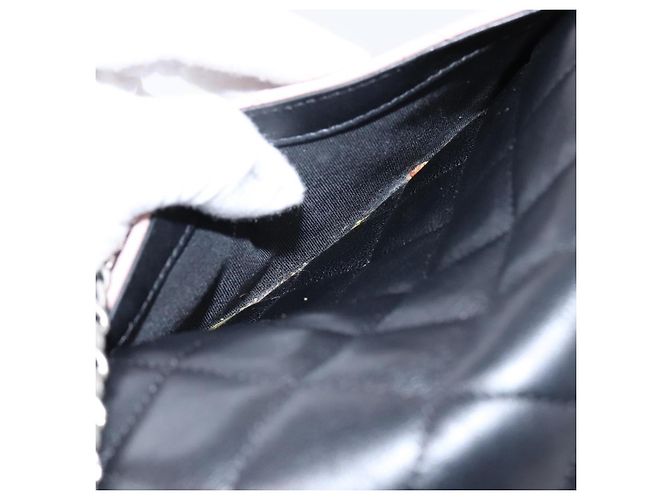 Bolso de hombro CHANEL Matelasse27 Chain en piel de cordero negro con CC plateado Auth 200287SAM Plata - vista 25