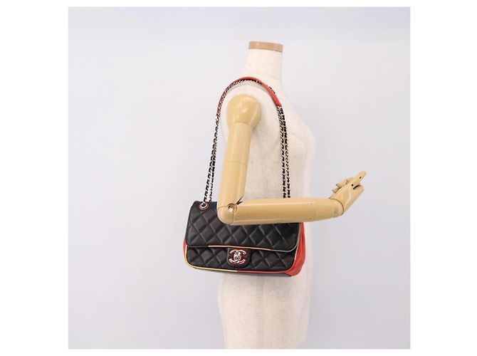 Bolso de hombro CHANEL Matelasse27 Chain en piel de cordero negro con CC plateado Auth 200287SAM Plata - vista 26