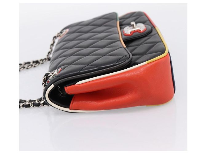 Bolso de hombro CHANEL Matelasse27 Chain en piel de cordero negro con CC plateado Auth 200287SAM Plata - vista 3