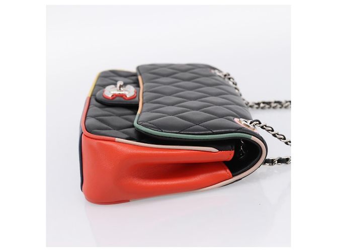 Bolso de hombro CHANEL Matelasse27 Chain en piel de cordero negro con CC plateado Auth 200287SAM Plata - vista 4