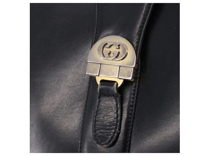 Borsa a tracolla GUCCI in pelle nera e oro Auth 199689 Nero D'oro - vista 15