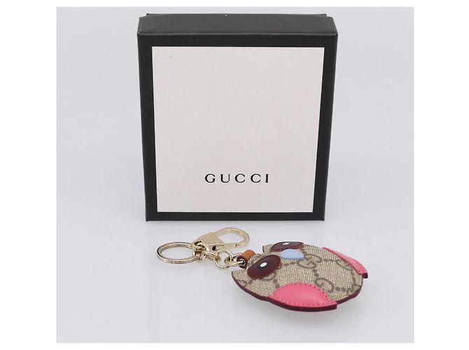 GUCCI GG Supreme Charm PVC Leather Beige Gold Tone Auth BA15352V - vista 12
