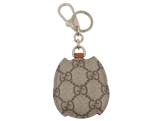 GUCCI GG Supreme Charm PVC Leather Beige Gold Tone Auth BA15352V - vista 3