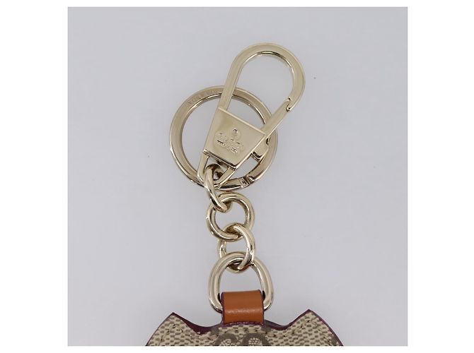 GUCCI GG Supreme Charm PVC Leather Beige Gold Tone Auth BA15352V - vista 5