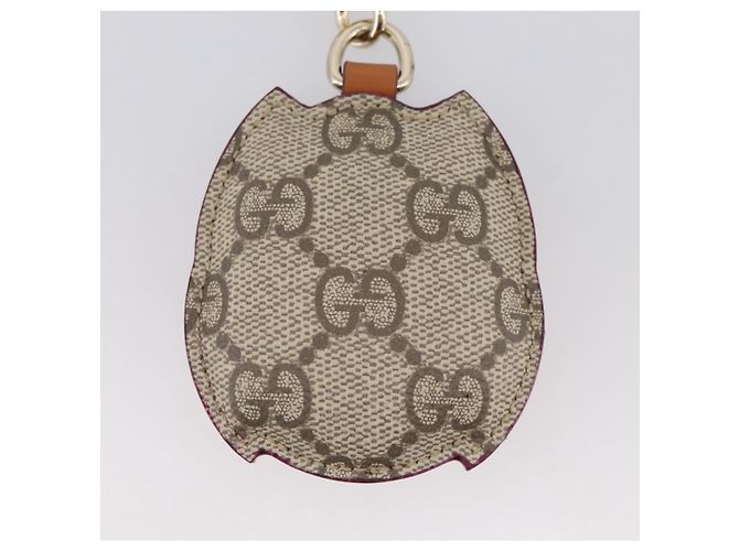 GUCCI GG Supreme Charm PVC Leather Beige Gold Tone Auth BA15352V - vista 6