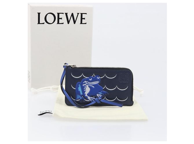 Tarjetero y monedero LOEWE William de Morgan de cuero Navy Silver Auth 200667M Plata Azul marino - vista 12