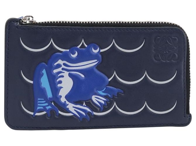 Tarjetero y monedero LOEWE William de Morgan de cuero Navy Silver Auth 200667M Plata Azul marino - vista 13